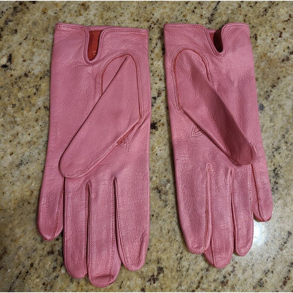 Vintage Womens Size S Pink Leather 8" Short Gloves Cabretta - Picture 6 of 16